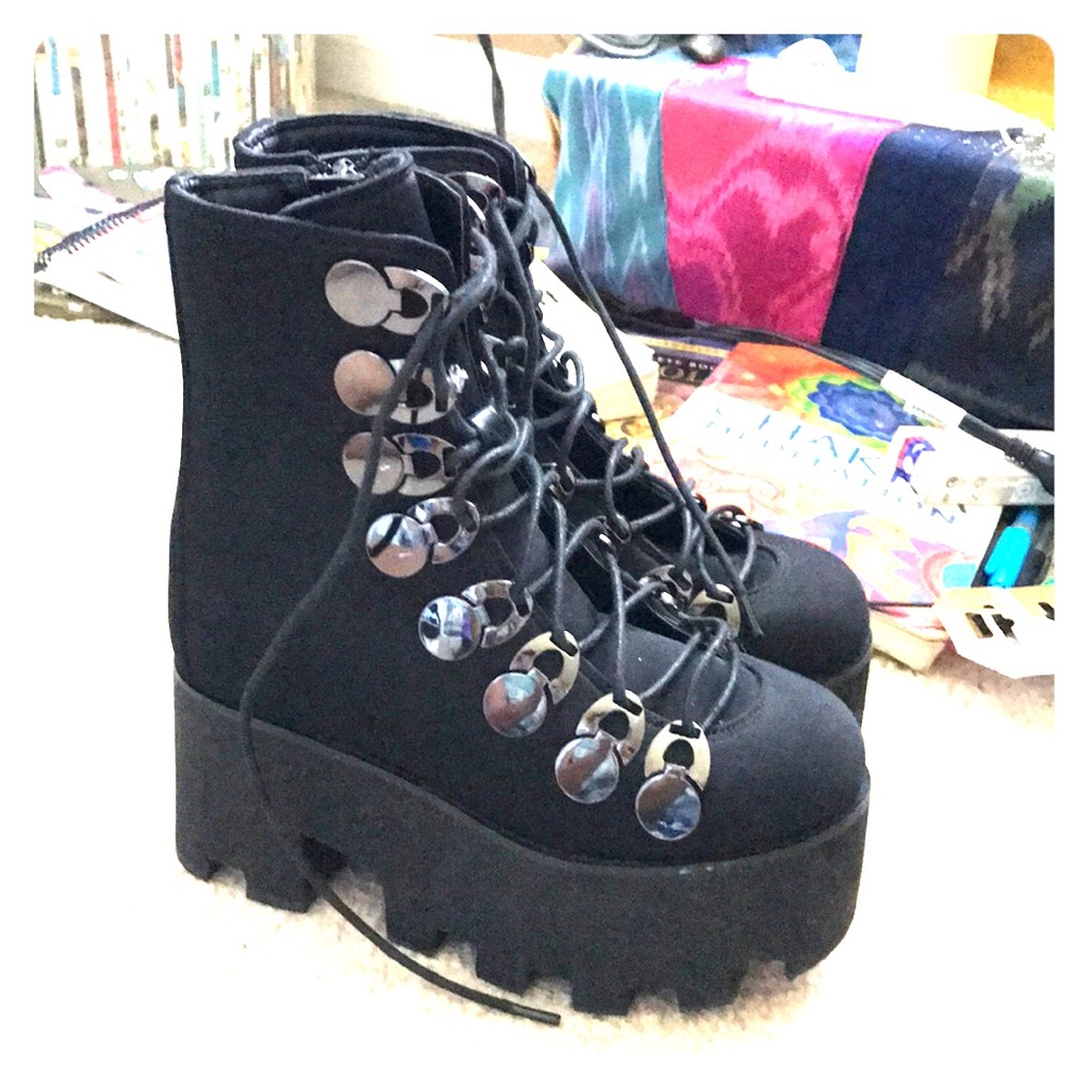 Dolls Kill Current Mood Black Platform Boots
